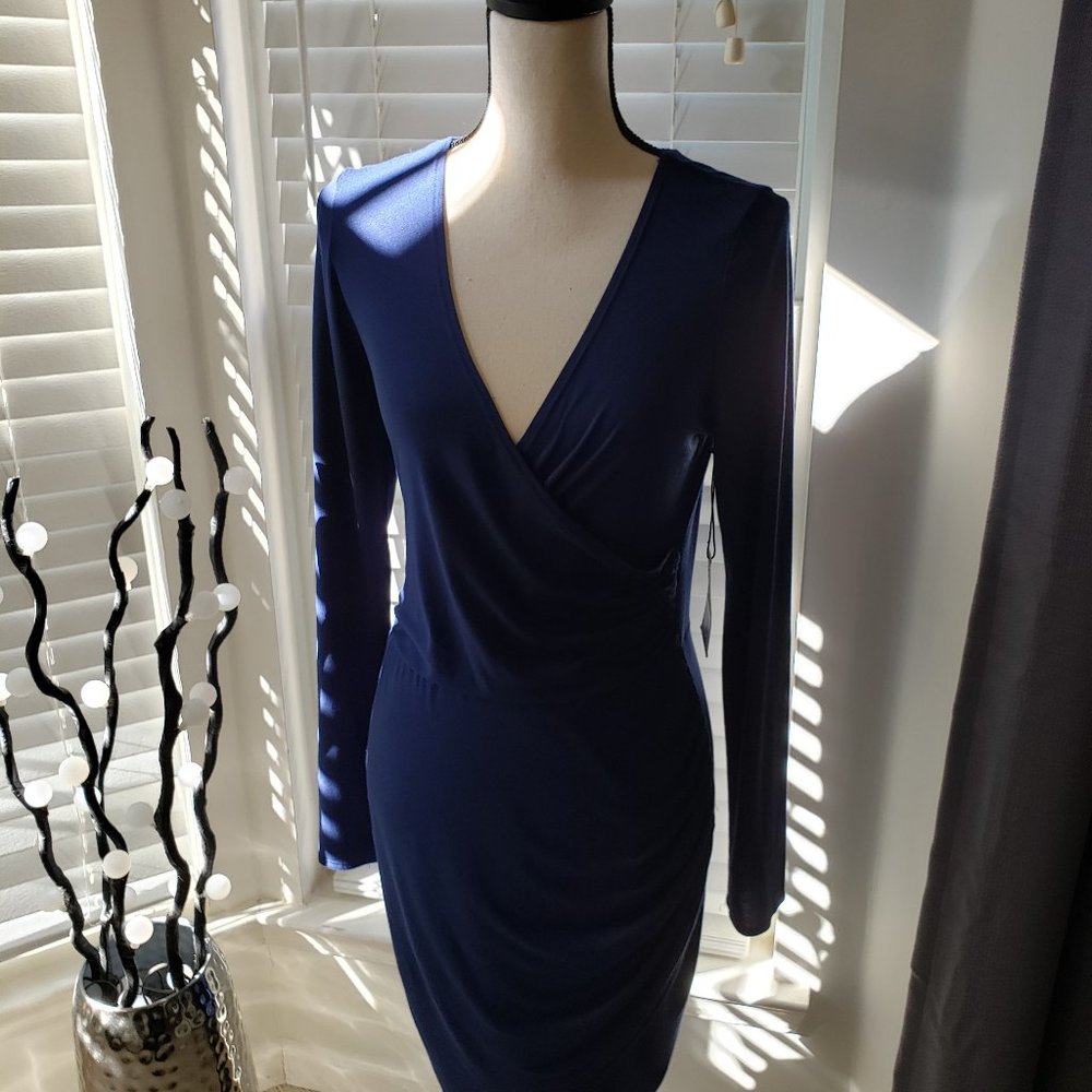 Blue V-neck Dress